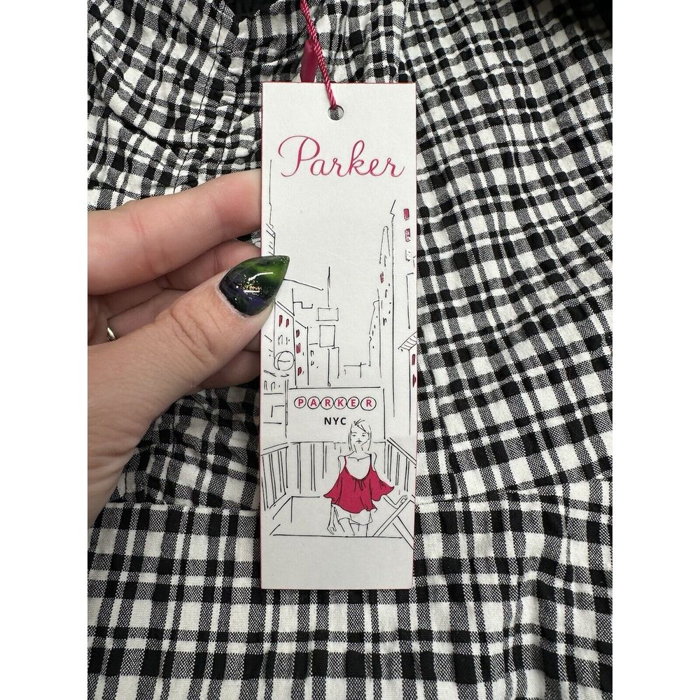 Parker Nyc Nwt Gingham Ruffle High/Low Dress Sz Xs — image 7 of 8
